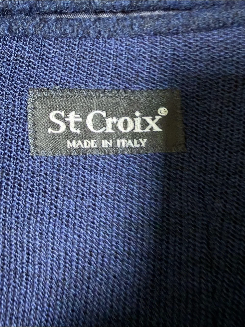 St. Croix Navy Blue 100% Virgin Wool Knit Blazer Jacket IT 56 Made in Italy